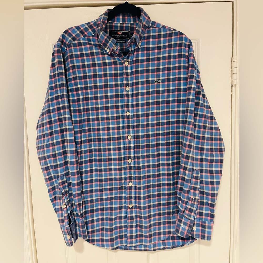 Men’s Vineyard Vines Slim Fit Whale Flannel Multi Color Preppy Shirt Size Medium
